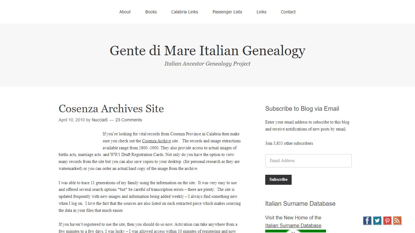 Cosenza Archives Site – Gente di Mare Italian Genealogy