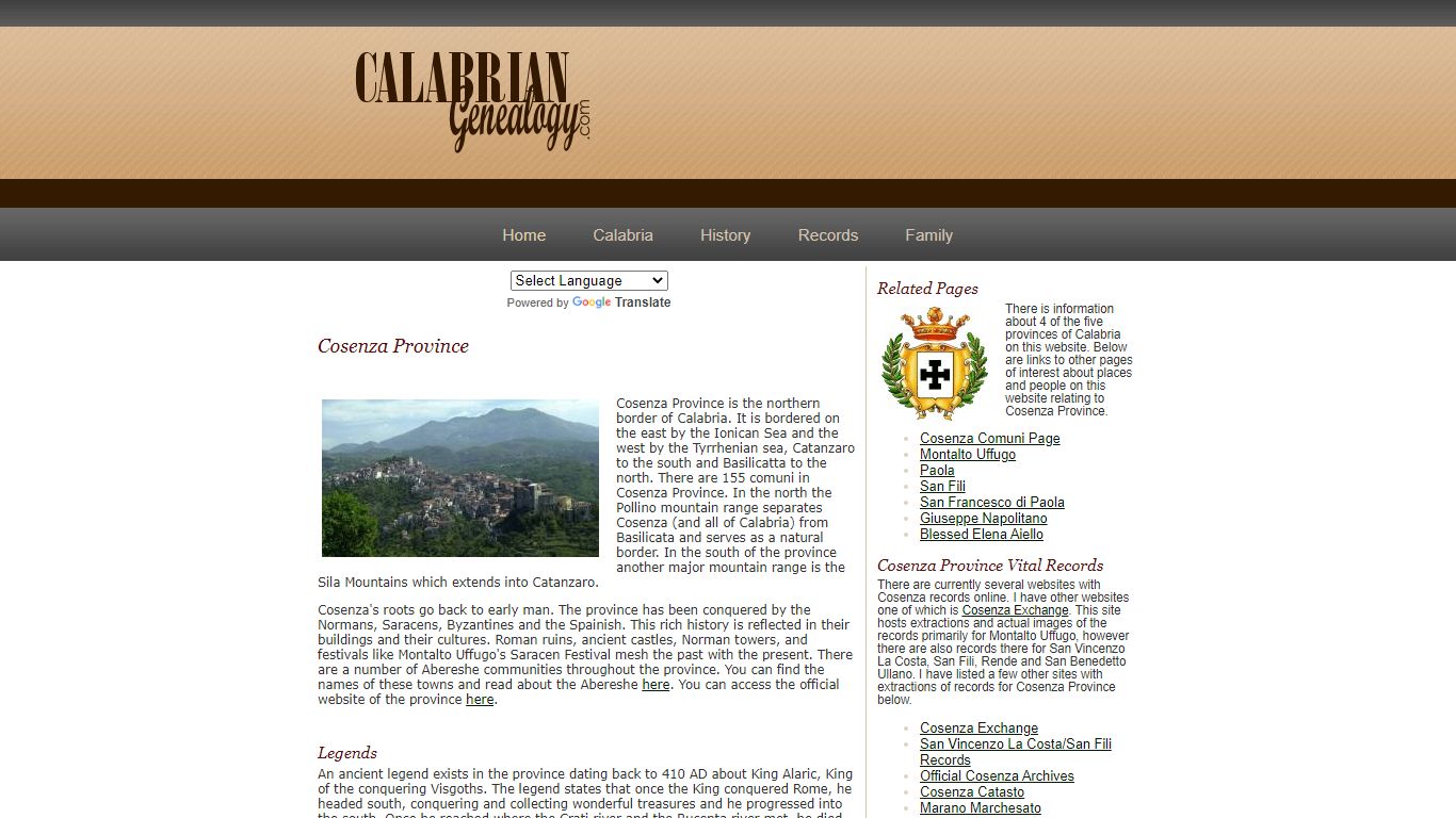 Calabrian Genealogy - Cosenza Province